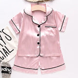Toddler Girls Silk Satin Pajamas Sets Cartoon Kids