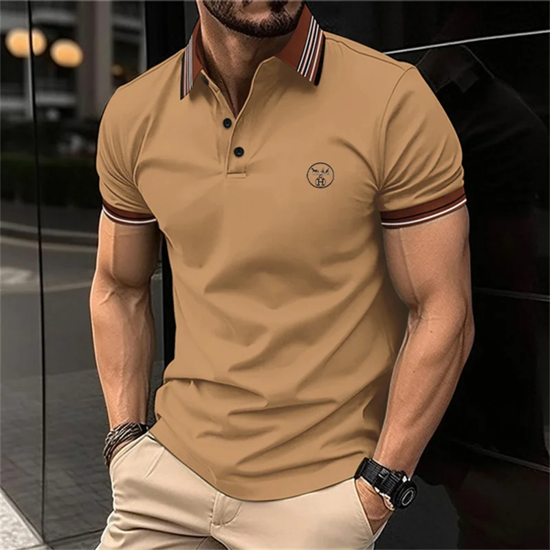Solid Color Versatile Boutique Men's polo shirt Business