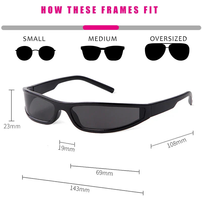 Fashion Mirror Sport Sunglasses Women Men Y2K Rectangle