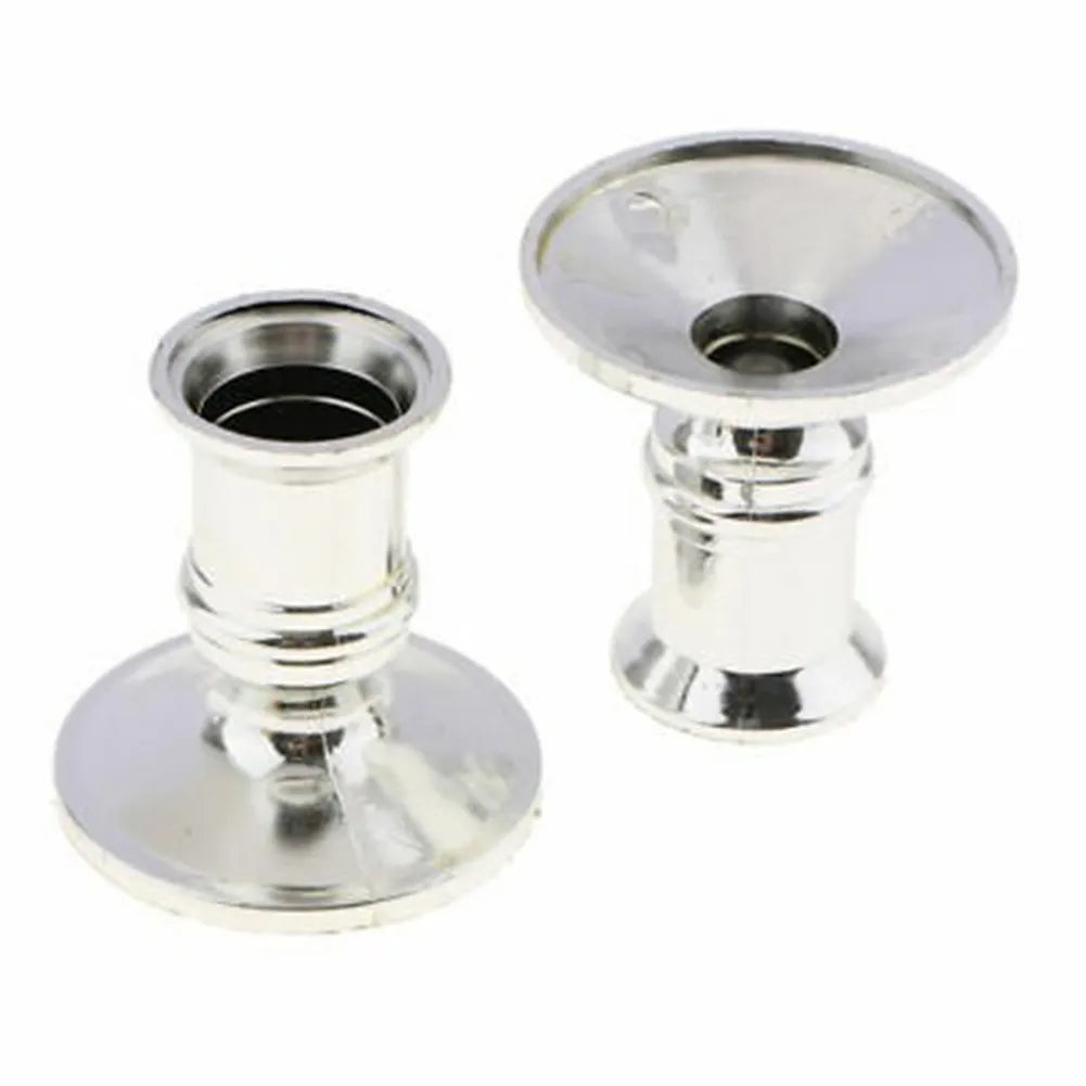 2pcs Candle Holder Candle Base Plastic Candlestick Silver