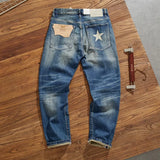 Nostalgia washed heavy slim-fit straight stretch jeans male