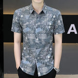 Summer Shirts for Men Turn-down Collar Business Short