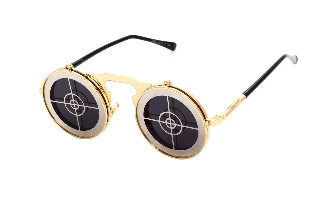 Metallic Retro Punk Steam Flap Vintage Sunglasses Personality