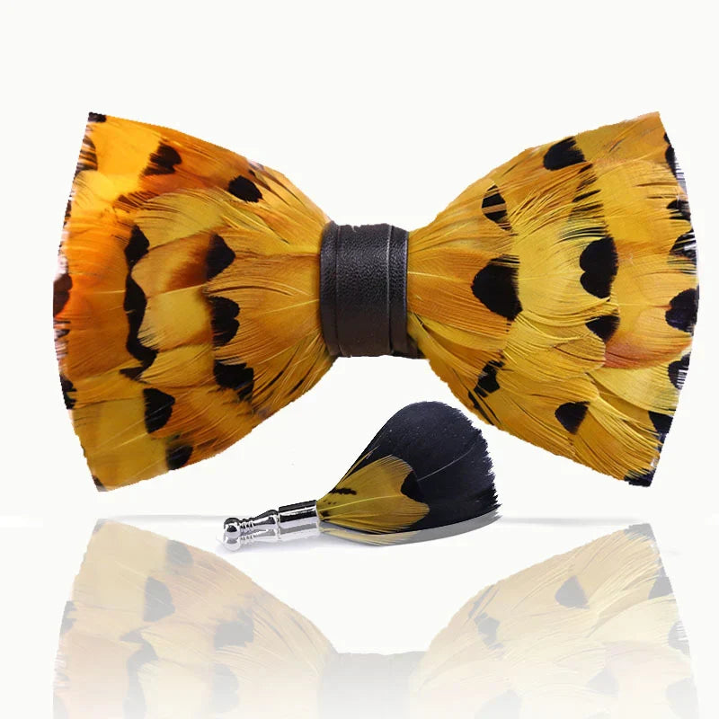 Feather Brooch Bow Tie For Men Women Officiating