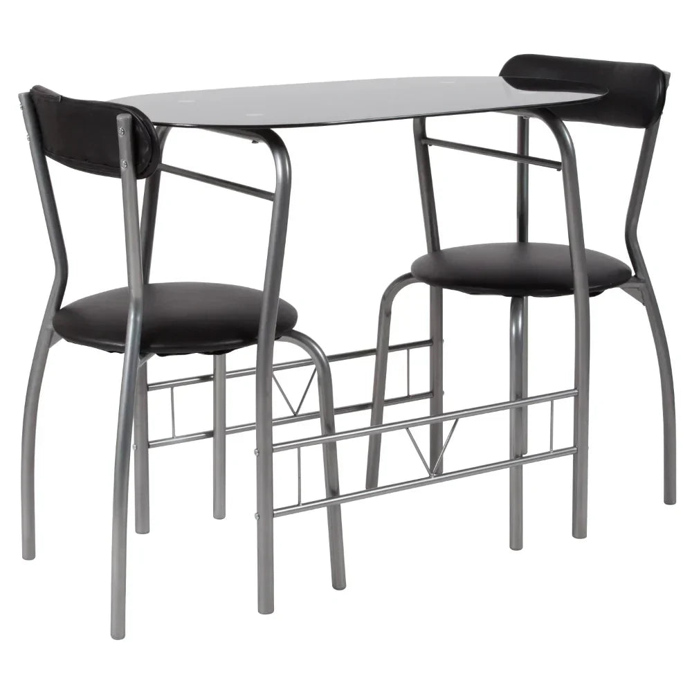 Sutton 3 Piece Space-Saver Bistro Set with Black
