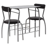 Sutton 3 Piece Space-Saver Bistro Set with Black