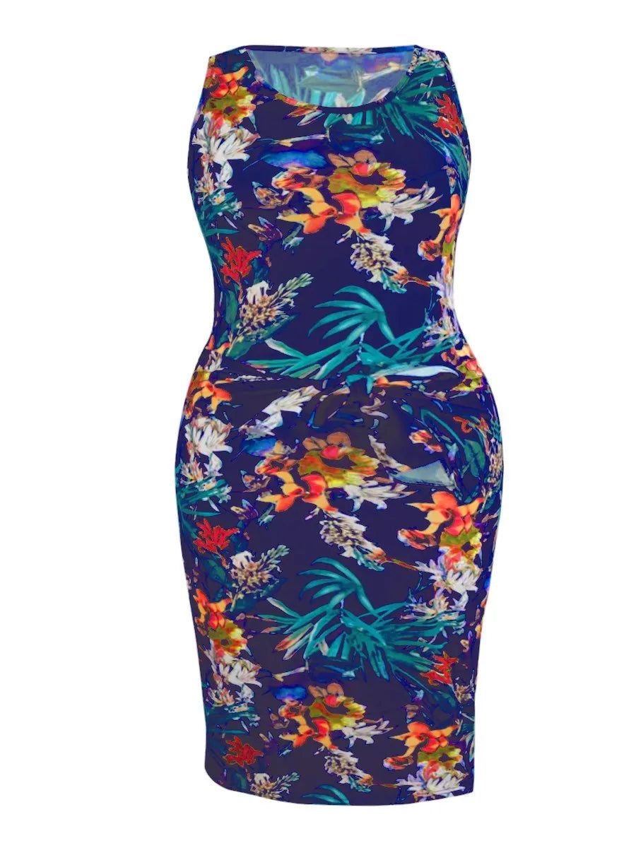 LW Plus Size Summer Low Neck Dress Floral