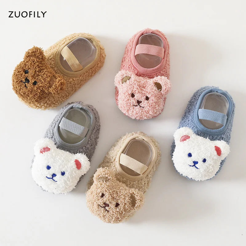 Cartoon Bear Baby Shoes Winter Thick Warm Newborn