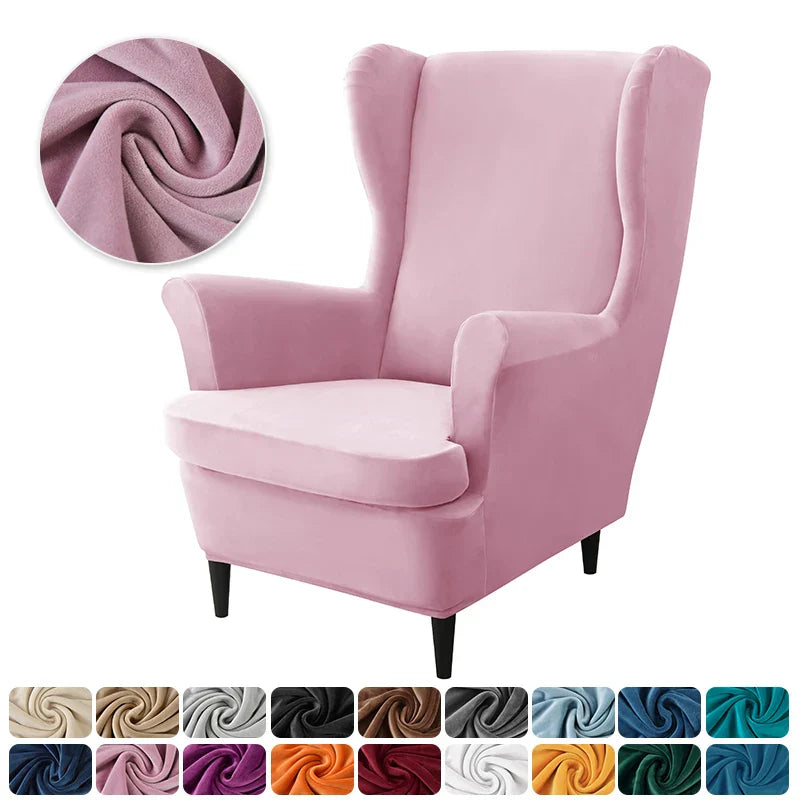 Velvet Wingback Chair Covers Stretch Wing Armchair Cover