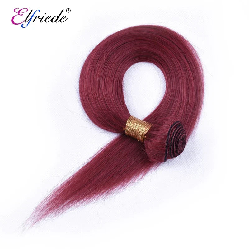 Elfriede #99J Burgundy Colored Straight Hair Bundles with