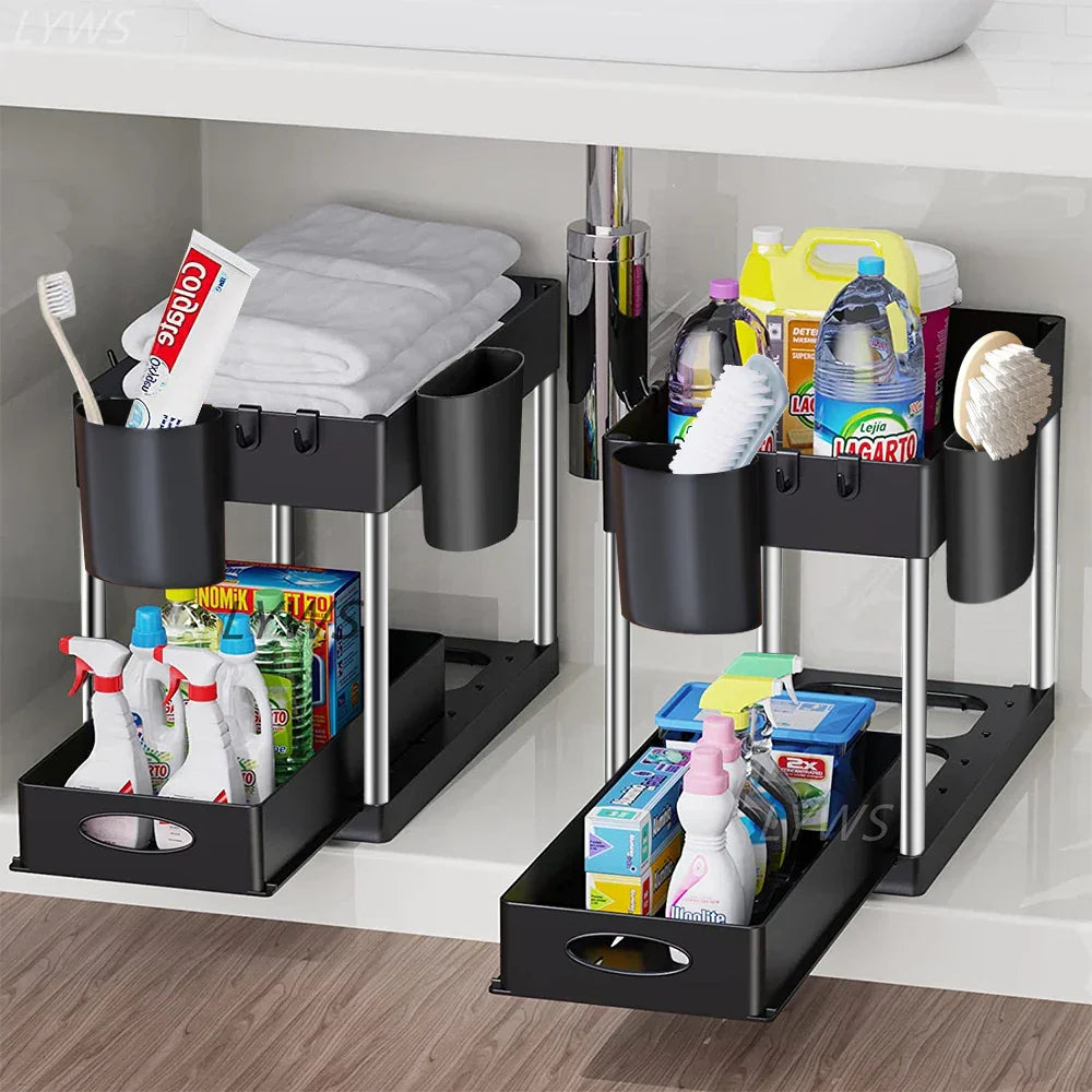 2 Tier Under Sink Organizer For Bathroom Kitchen