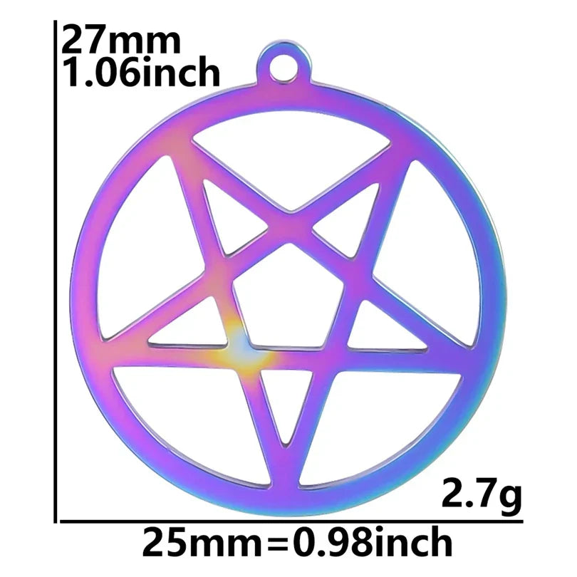 5pcs Hollow Round Pentagram Charm for Jewelry Making