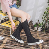 High Top Women's Canvas Shoes Knee High Boots