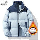 Winter Down Cotton Jacket Men Women Corduroy Patchwork