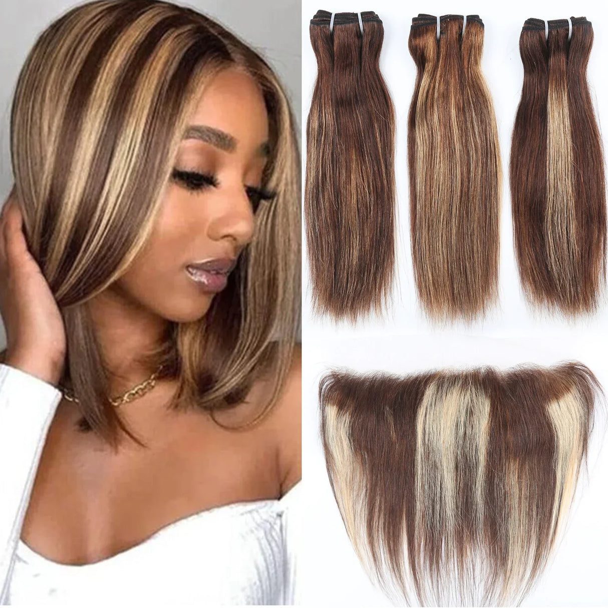 Ombre Burgundy Red Brazilian Straight Bundles with Frontal
