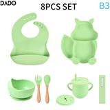 Baby Feeding Set Silicone Suction Bowls Divided Plates