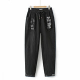 Plus Size Jeans Womens Clothing Fall Letter Print