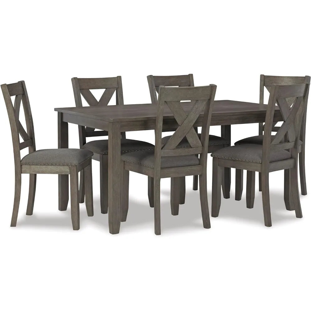 7 Piece Rustic Dining Room Sets, Include Table