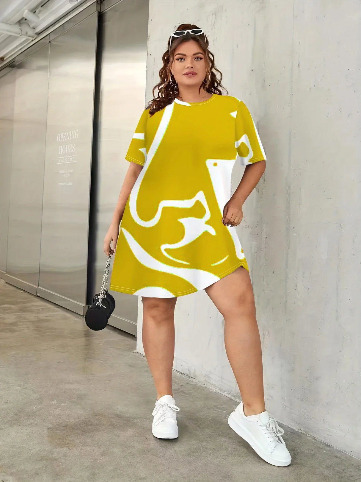 Plus Size Women's Casual Tee Dress, Fashion Plus