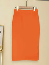 White Skirts Plus Size 4XL High Waist Knee