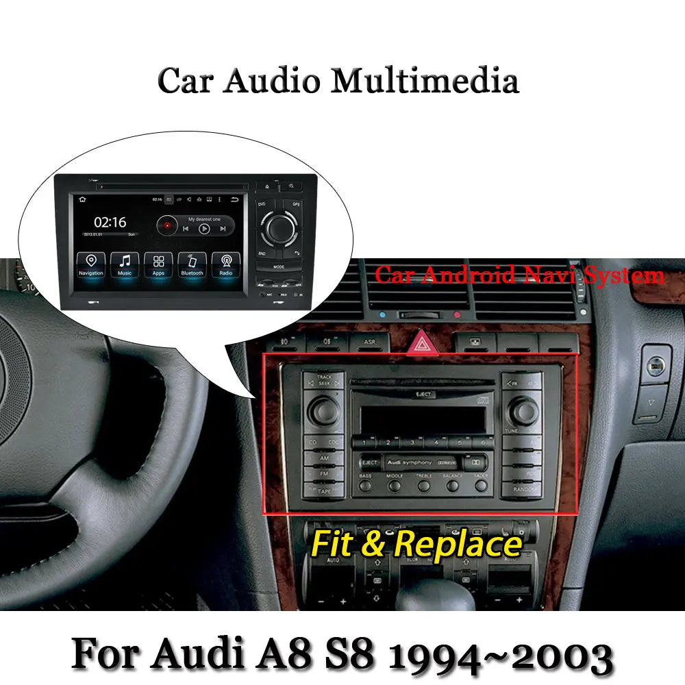 For AUDI A8 S8 1994-2003 Car Android Accessories Multimedia Player GPS Navigation System Radio HD Screen Stereo Head Unit 2DIN