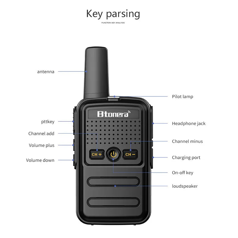Btoera 2 Pcs Mini Walkie Talkie PMR 446