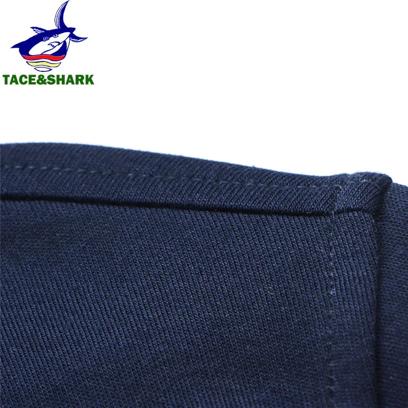 TACE&SHARK Brand Shark Embroidery Long Sleeve Polo Tops