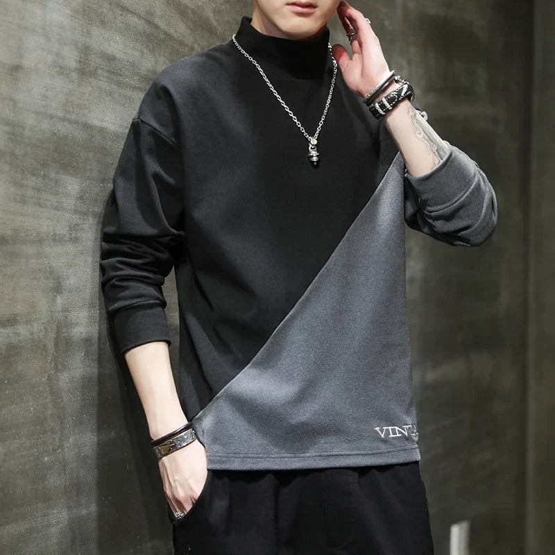 Casual Half High Collar Sweatshirts Men's Clothing Stylish