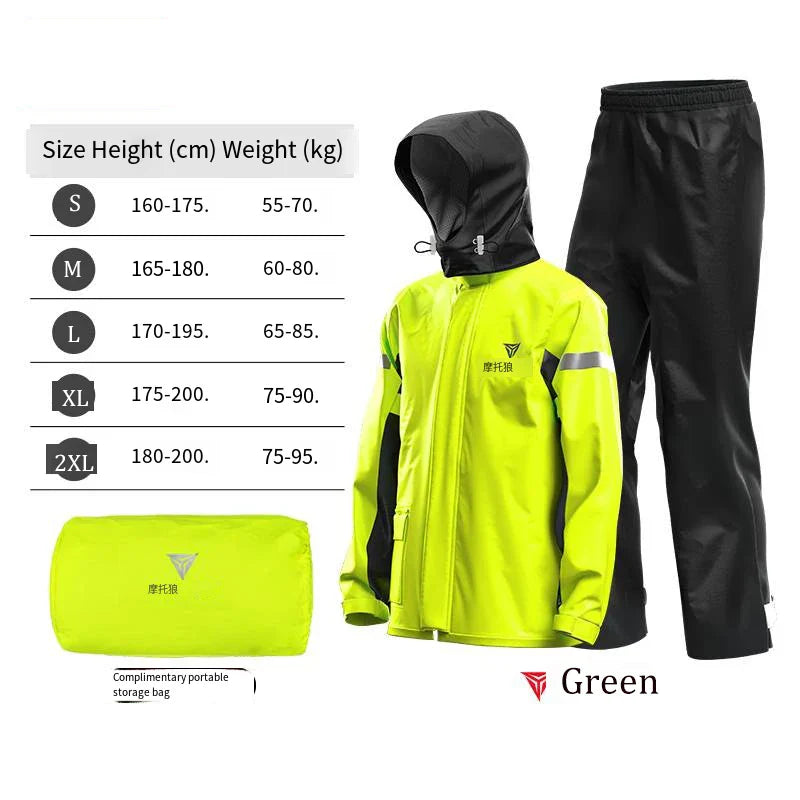 Motowolf Motorcycle Riding Raincoat Split Waterproof Outdoor Rain Pants Suit   Rain Suit Reflective Motorcycle Rain Gear