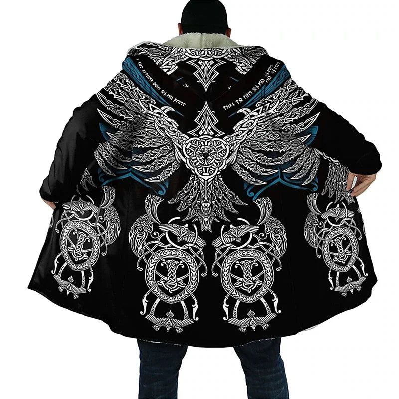 Men Fleeced Coat Winter Padding Windbreaker Eagle Wolf