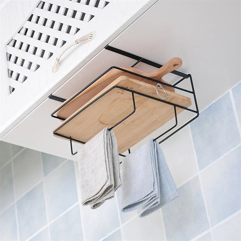 Stainless Steel Double Layer Cabinet Shelf Towel Holder