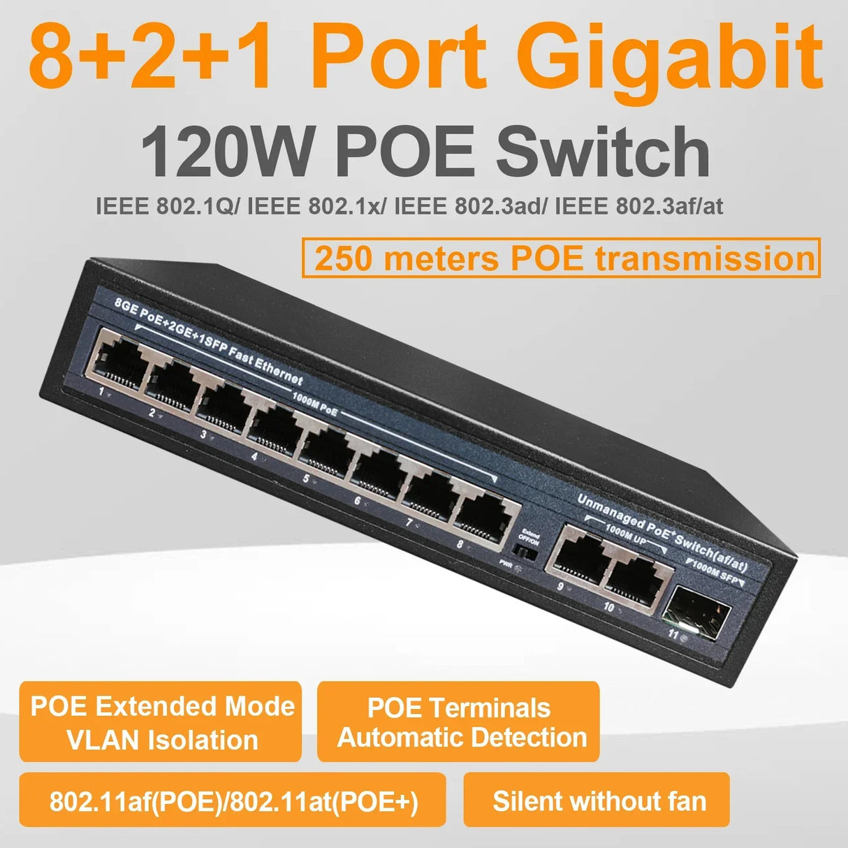 Full Gigabit POE Network Ethernet Switch Unmanaged Hub