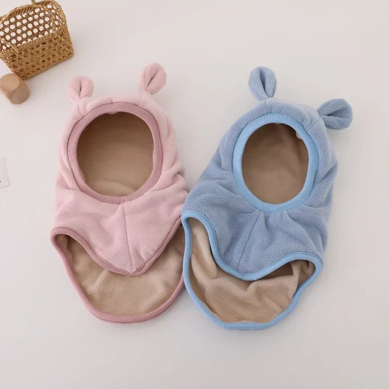 Winter Cartoon Bear Ear Baby One-Piece Hat Kids