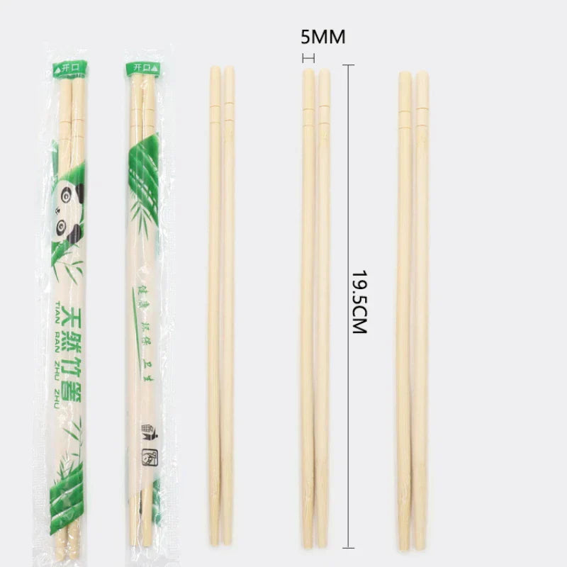 100Pairs Disposable Bamboo Wood Chopsticks Restaurant Individual Package