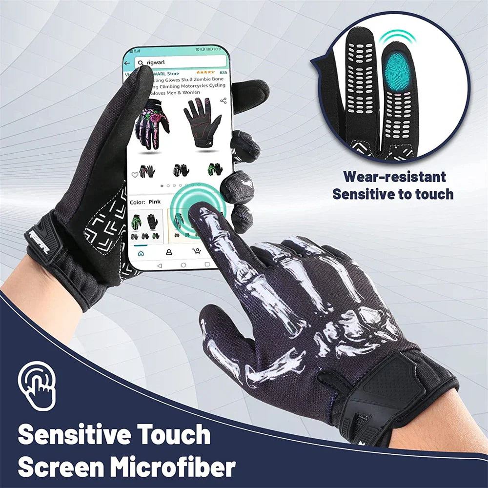 Touchscreen Non-Slip Skeleton Motorcycle Gloves for Men and