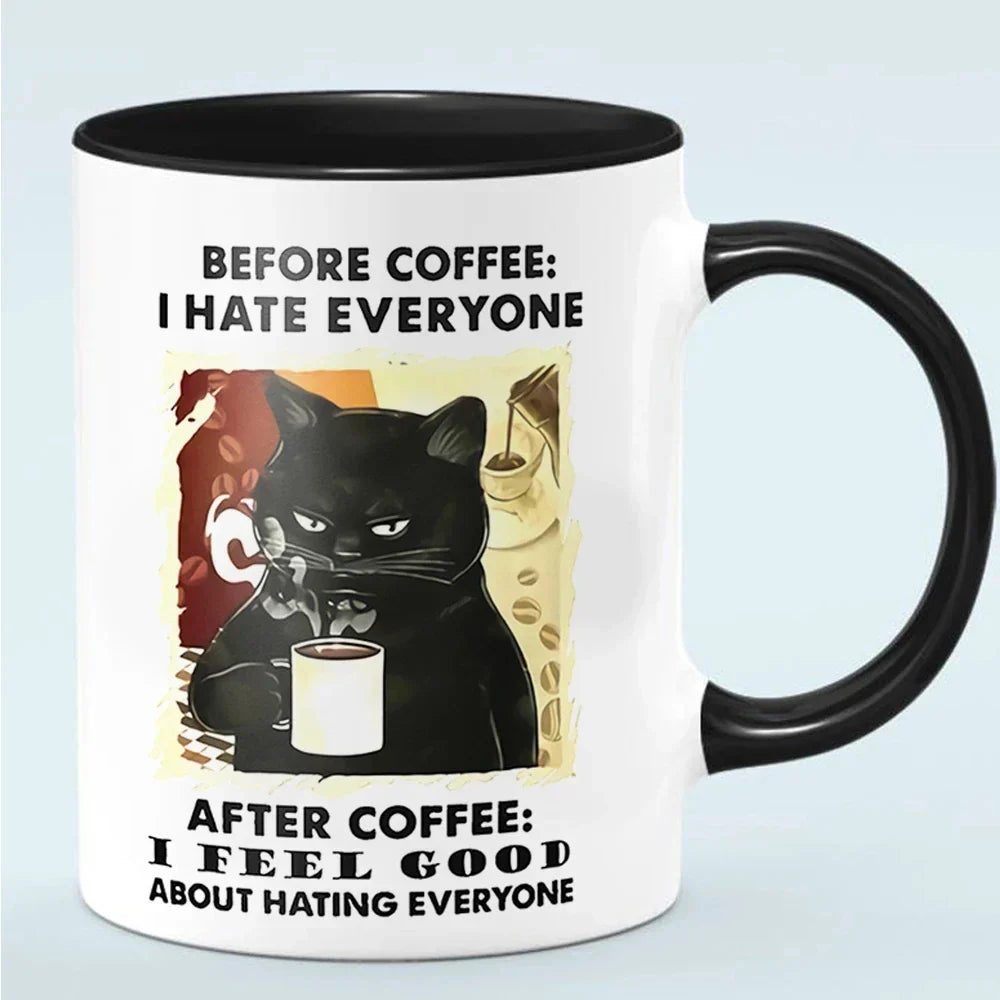 Funny Cat Mugs Coworker Gifts Coffee Spelled Backwards