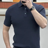 Business Office Casual Men's Button Polo-Neck T-shirt Fashion