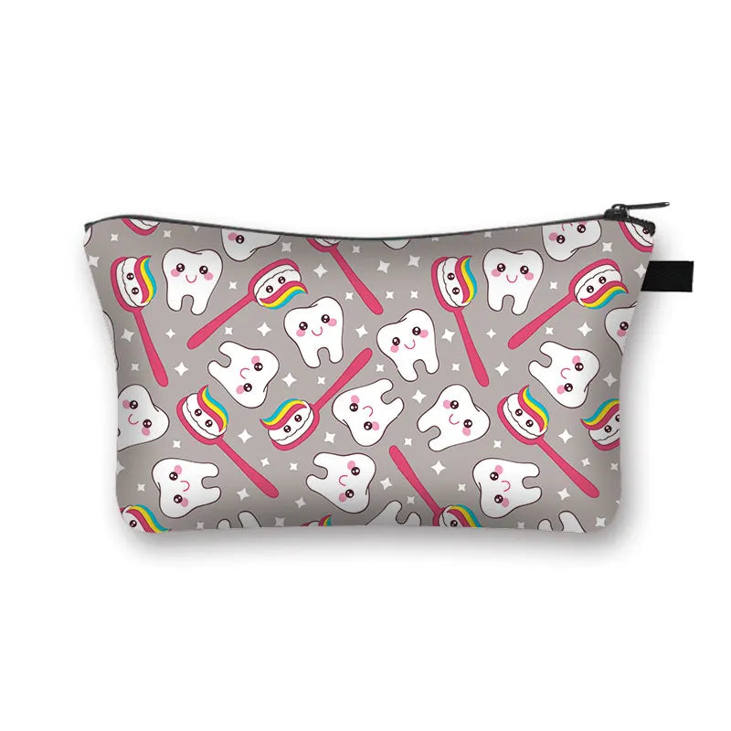 Cartoon Teeth and Tooth Fairy Print Cosmetic Case