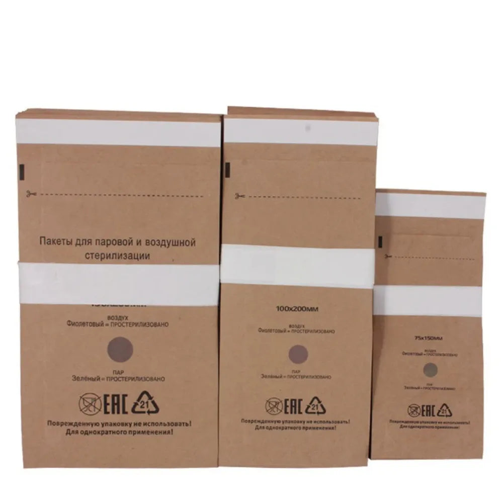 100/200/300PCS Kraft Paper Cleaning Bag High Temperature Disinfection