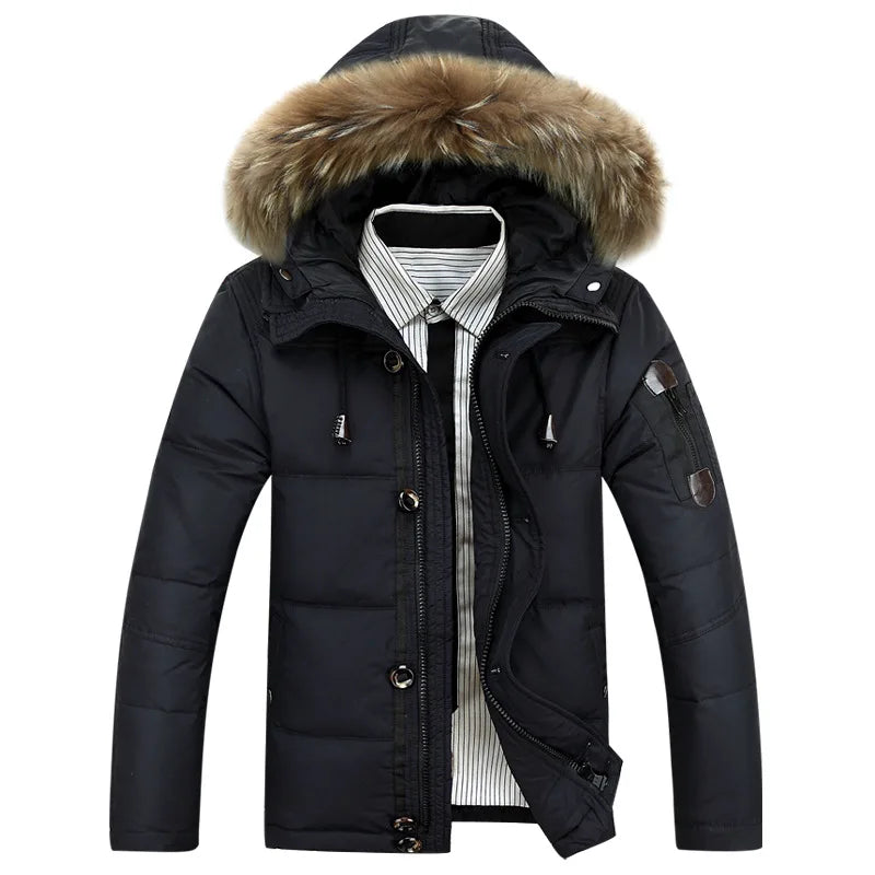Winter White Duck Down Jacket Men Thick Warm