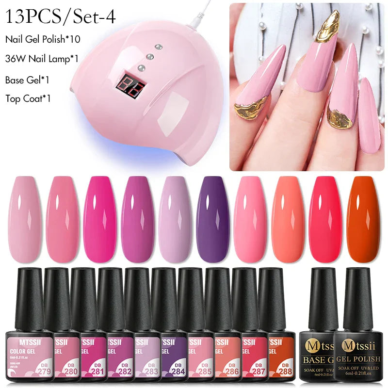 Mtssii 13/16Pcs Gel Nail Polish Set With 36W