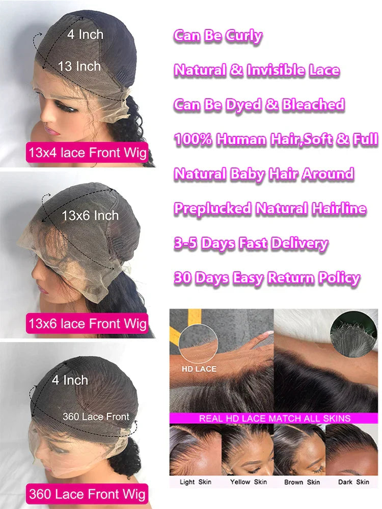 30 40 Inch Loose Deep Wave Lace Frontal