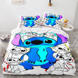 Disney Stitch Cartoon 3D Printed Bed Sheets Three-piece