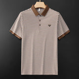 High-end Light Luxury Mercerized Short Sleeve Cotton Striped