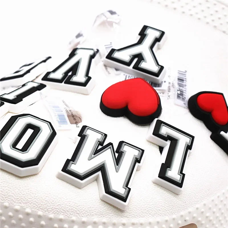 Original 26 Letters Shoe Charms Decoration PVC Red