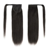 CATWO Ponytail Human Hair Wrap Around Bone Straight