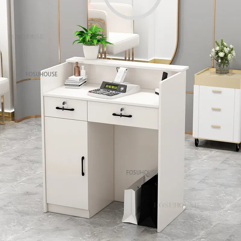 Nordic Reception Desk Office Furniture Wood-based Panel Desks