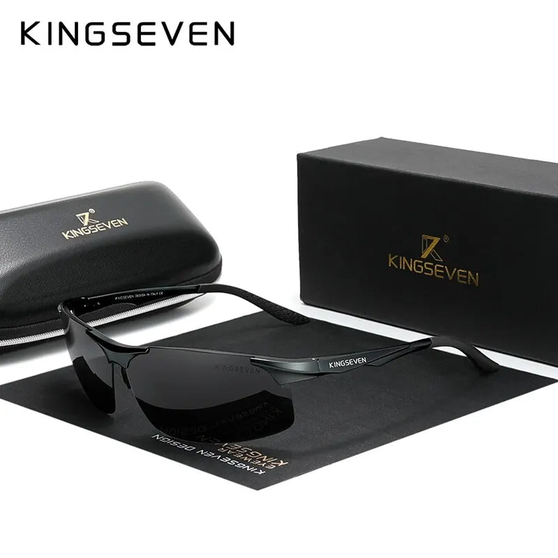 KINGSEVEN Genuine Polarized Men Aluminum Sunglasses Driving Mirror