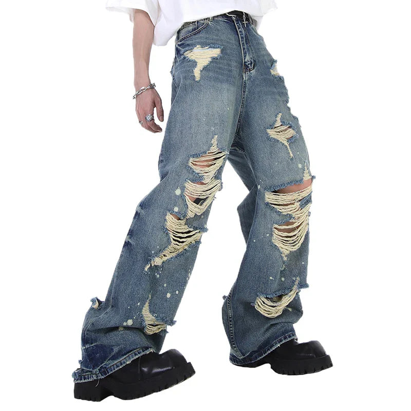 REDDACHIC Men's Torn Ripped Baggy Jeans Hiphop Loose