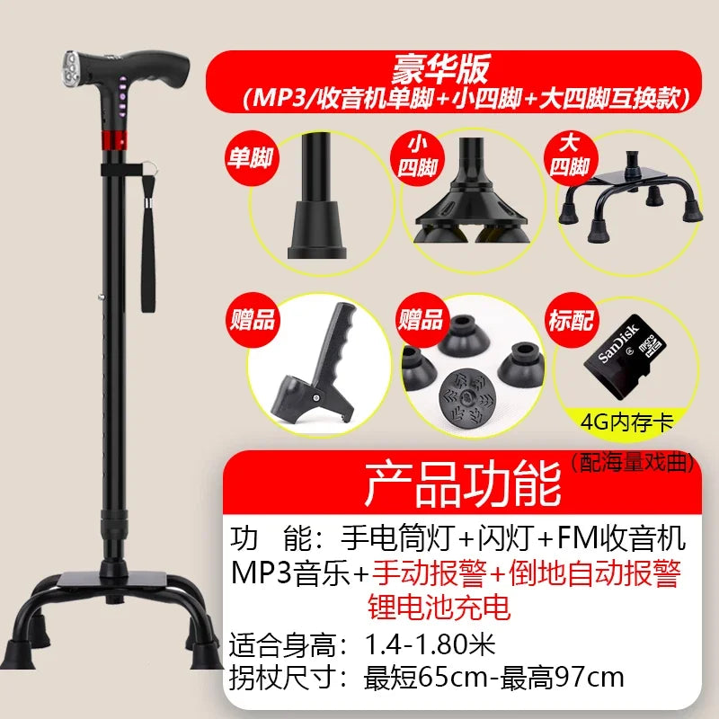Multifunctional Intelligent Automatic Alarm Crutches Elderly Anti-skid Cane